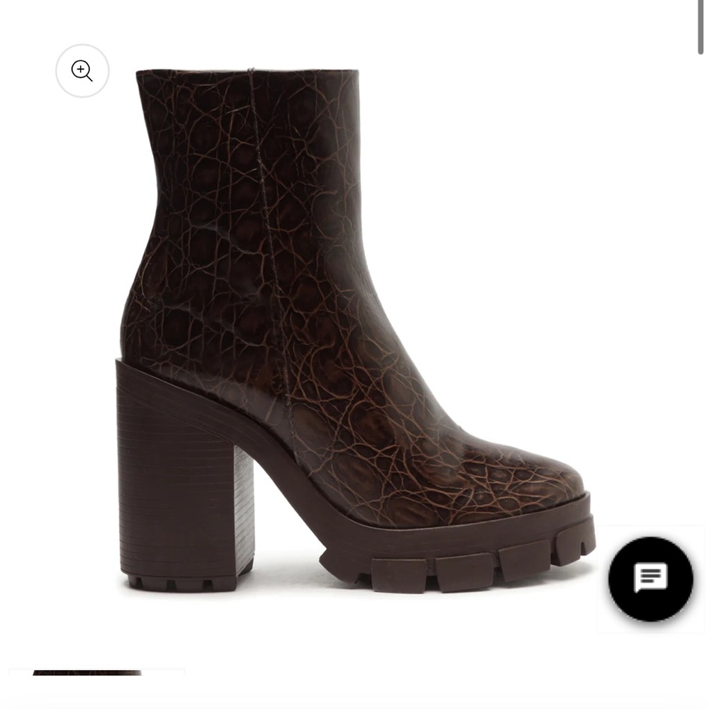 NWT Schutz - Gwendoline Crocodile-Embossed Leather Bootie